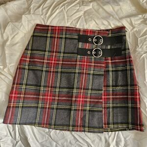 Gray Plaid Mini Skirt